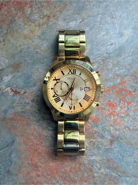 GUESS 45mm Gold Men's Roman Numeral Chronograph Watch
